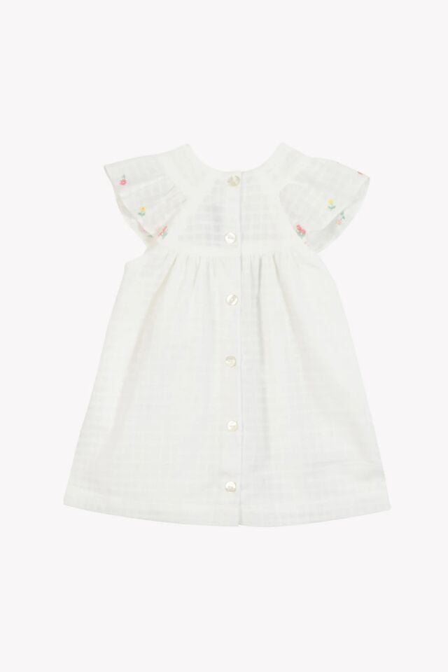 Nakışlı Coton Elbise Blanc - 18M