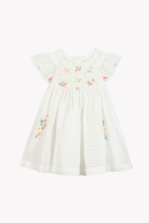 nakışlı coton Elbise Blanc - Beyaz - 1Y