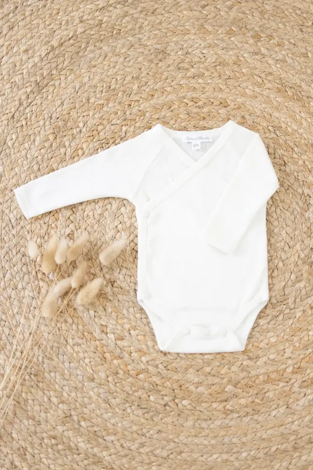 Yandan Açılan Uzun Kollu Bio Body Ecru - 6M