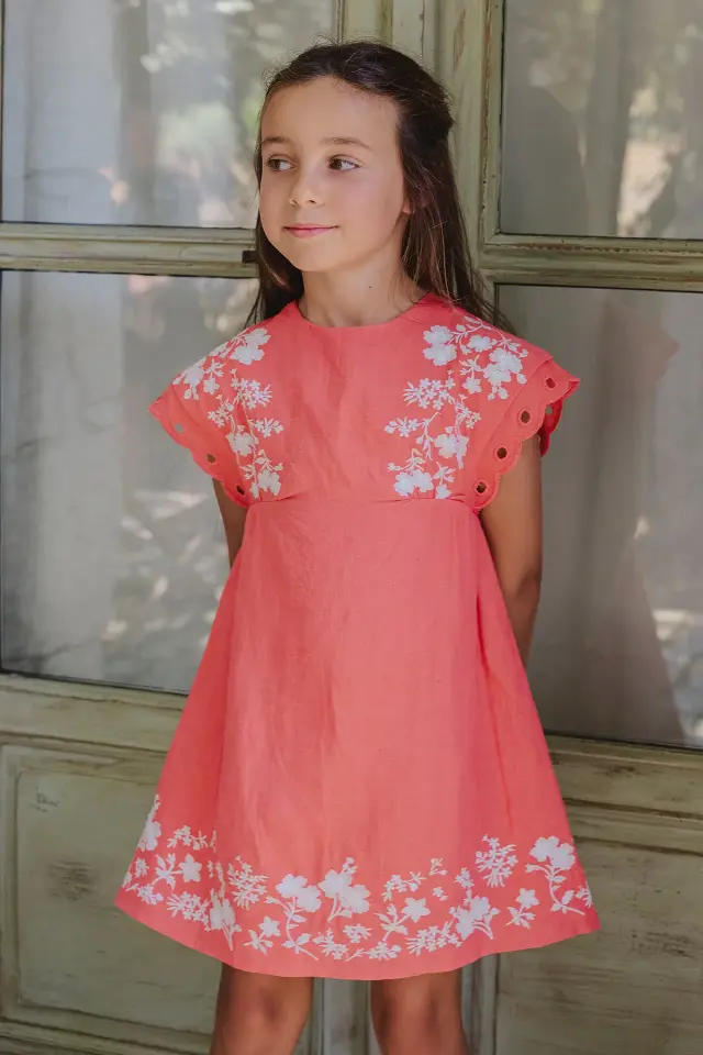 Keten Elbise Bougainvillier - 4Y