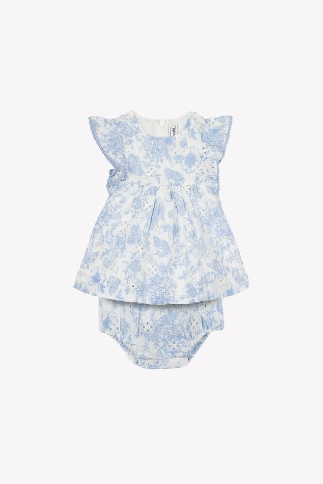 Çiçek Desenli Elbise & Bloomer Mavi - Azur - 1Y