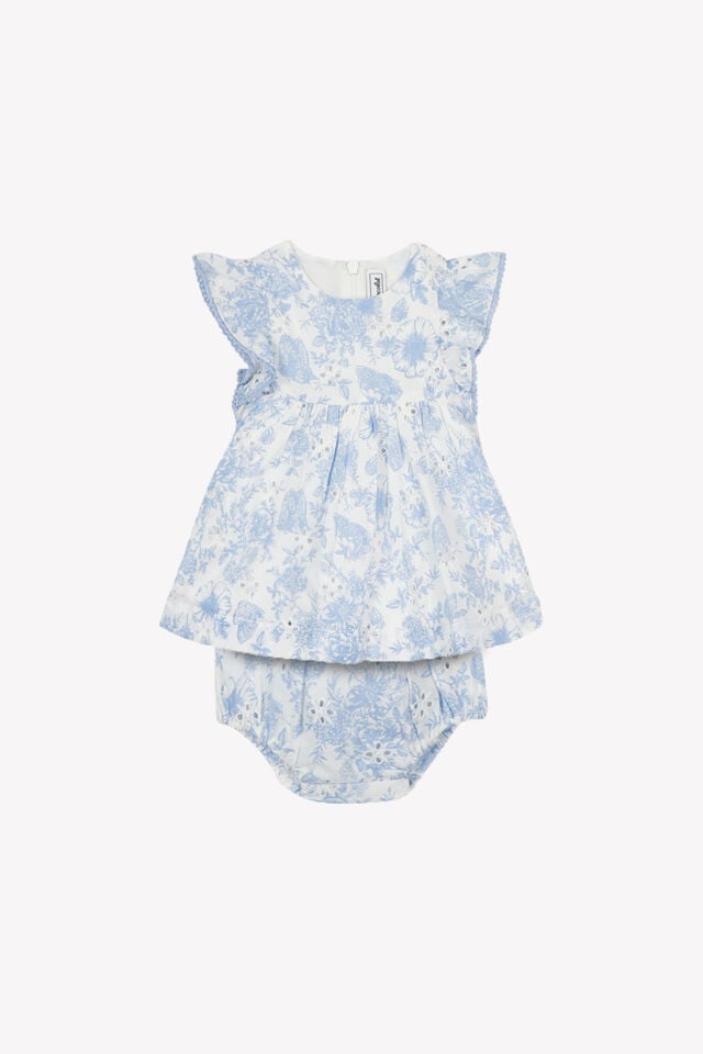 Çiçek Desenli Elbise & Bloomer Mavi - Azur - 1Y