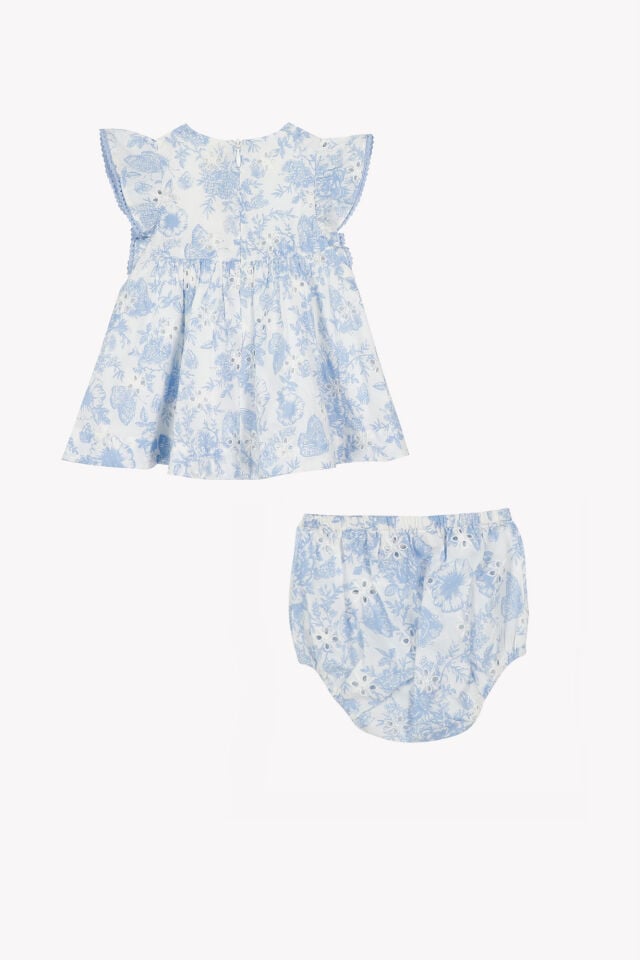 Çiçek Desenli Elbise & Bloomer Mavi - Azur - 1Y