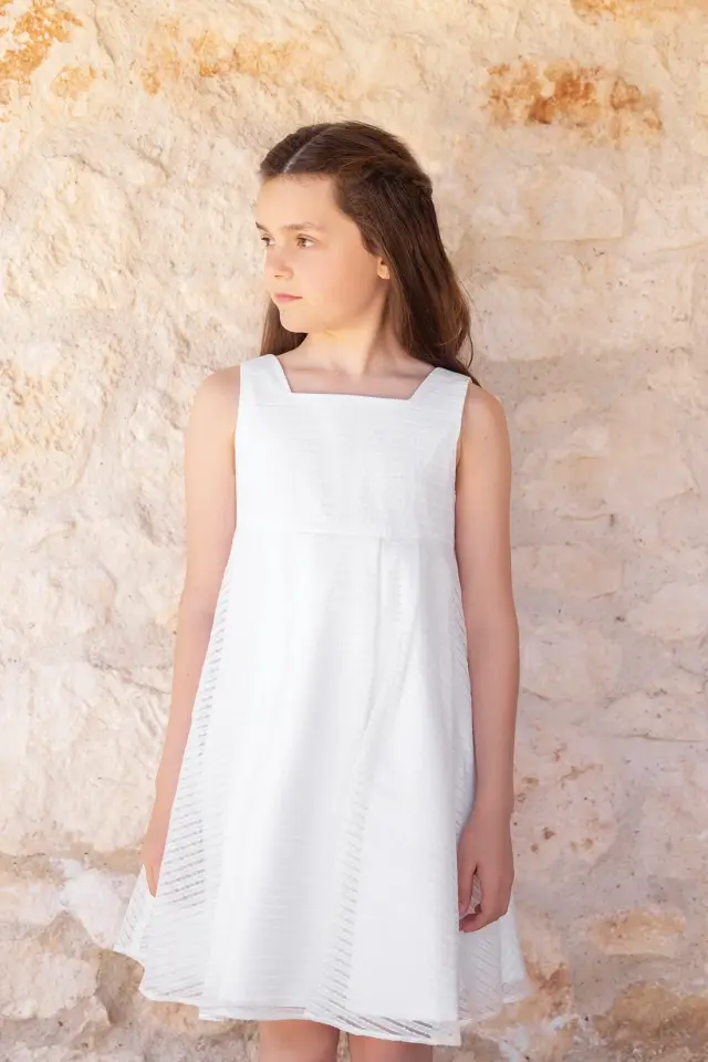 Askılı Ceremonie Elbise Blanc - 6Y