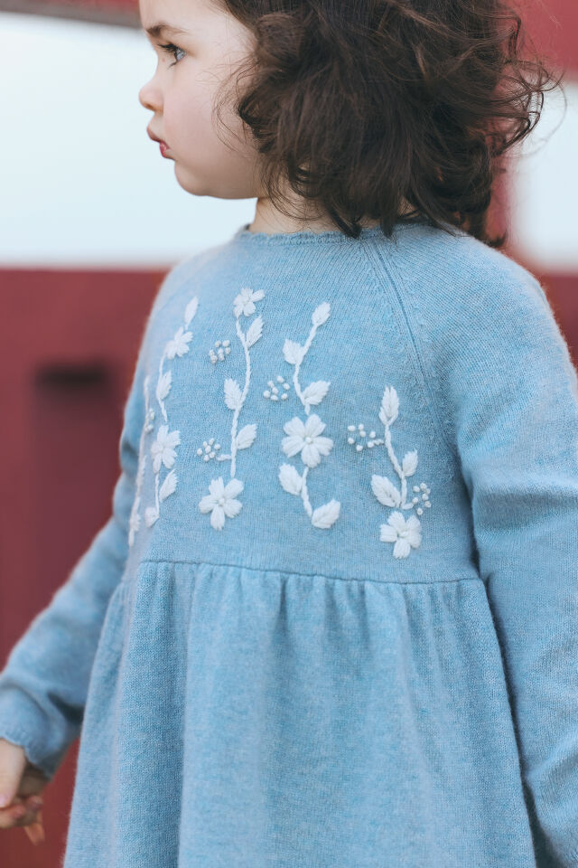 nakışlı yün Elbise Yeşil - 3Y
