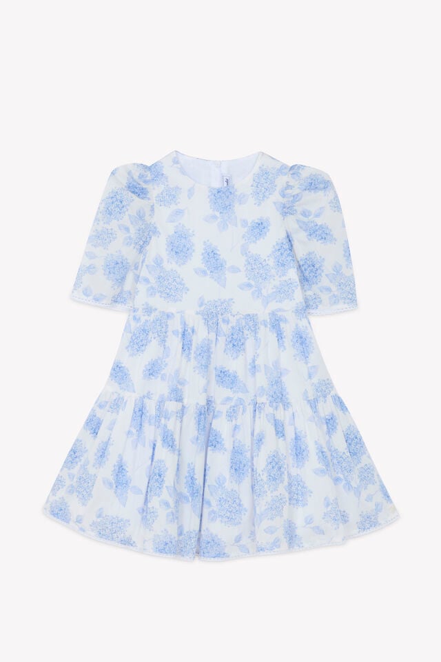 desenli coton Elbise Bleu électrique - 4Y