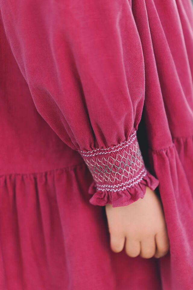 İnce Kadife Elbise Pembe - 5Y