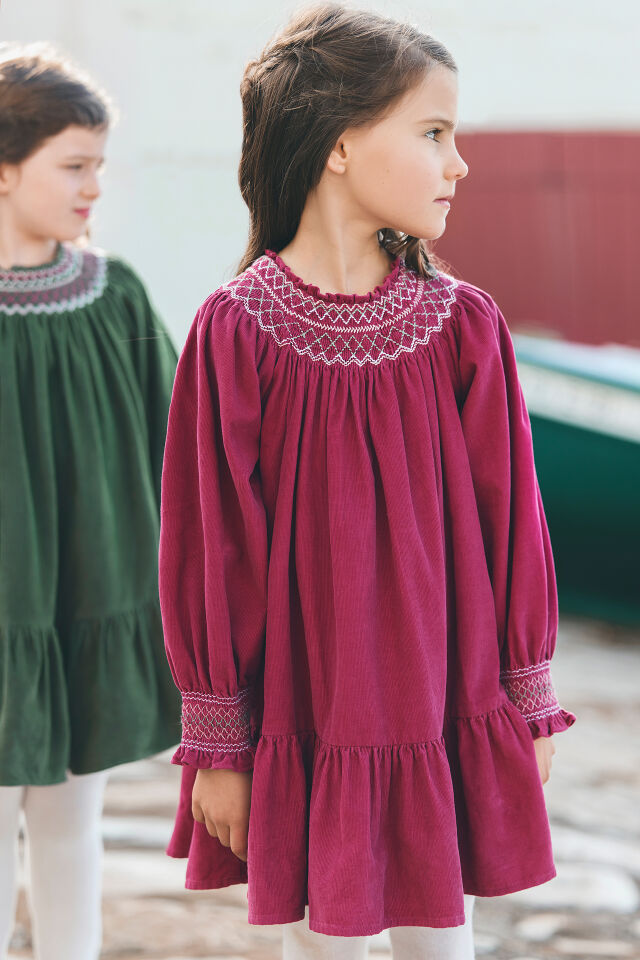 ince kadife Elbise Pembe - 8Y