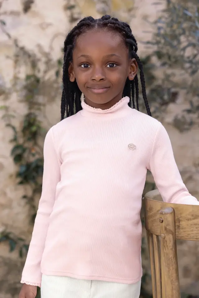 Dik Yaka Bluz Pembe - 10Y