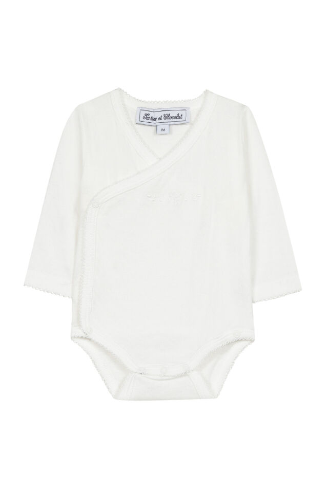 yandan açılan uzun kollu BIO BODY Ecru - 6M