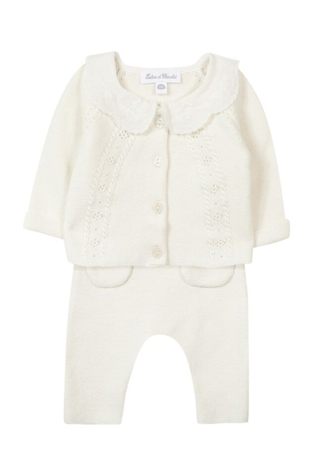 hırka + pantalon set Ekru - 3M