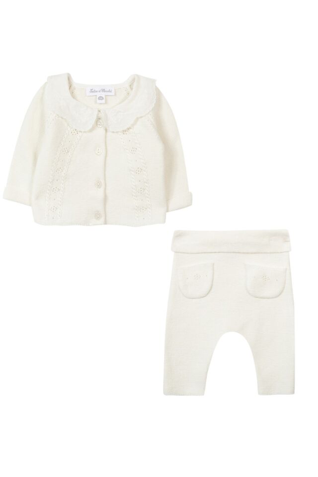 hırka + pantalon set Ekru - 6M