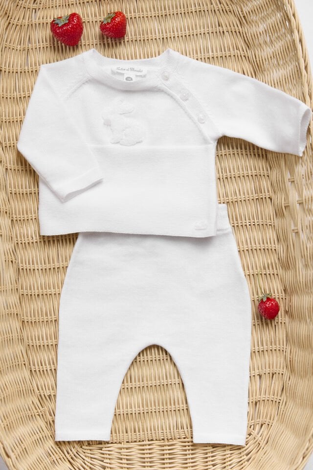 Triko Kazak + Pantalon set Nacre - Ekru - 3M