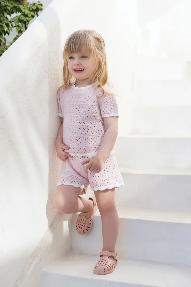 Triko Bluz + Şort Set Rose pâle - 18M