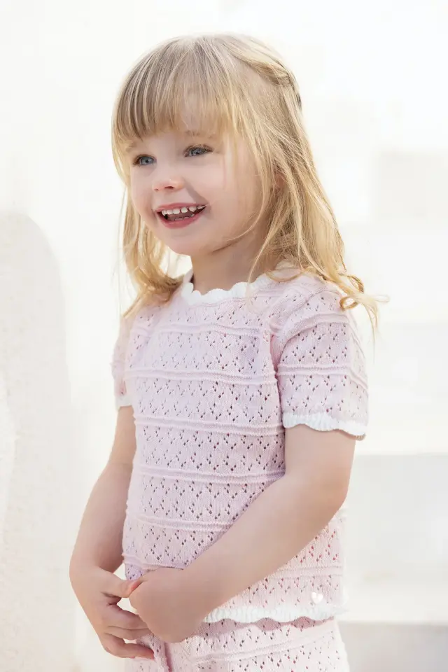 Triko Bluz + Şort Set Rose pâle - 18M