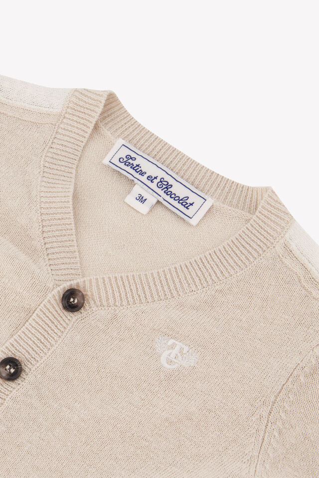 coton-keten Triko Hırka Sable - 6M