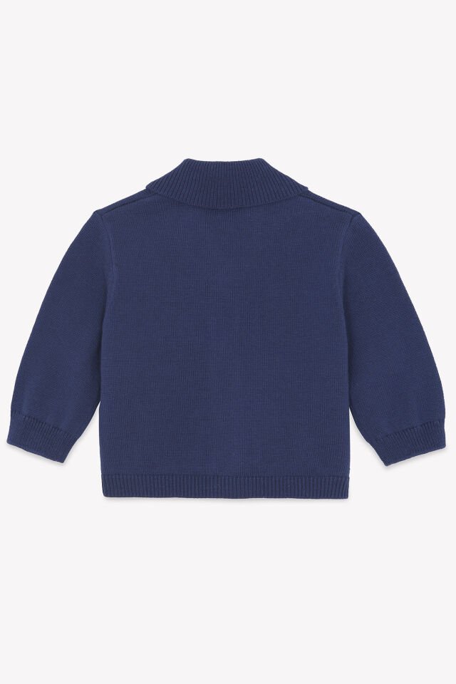 Düz Renk Triko Hırka Marine - Lacivert - 1Y