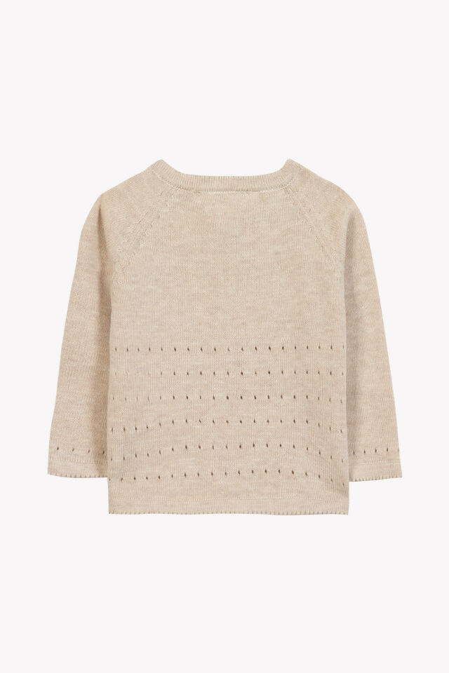 Düz Renk Triko Hırka Beige chiné - 3M