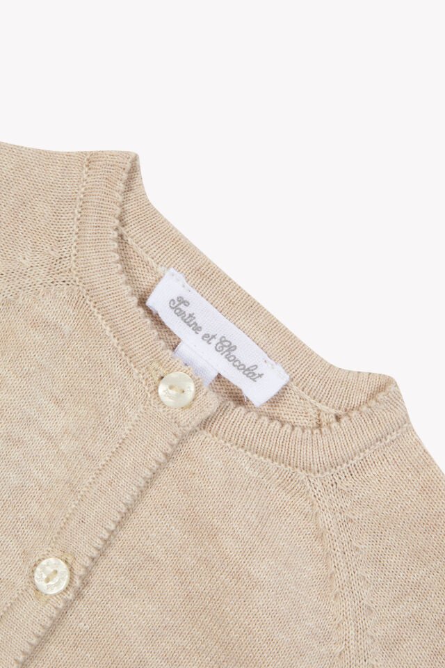 Düz Renk Triko Hırka Beige chiné - Beige foncé - Açık bej - 3M