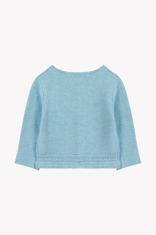 Düz renk Triko Hırka Bleu horizon chiné - Bleu Horizon - Gök mavisi - 9M