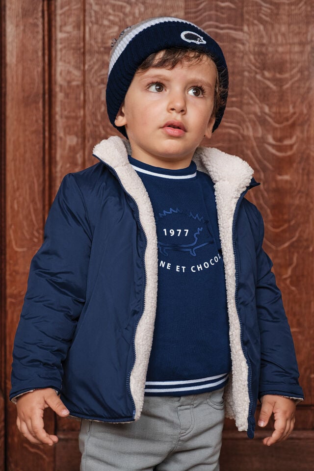 Çift Taraflı Kapüşonlu Mont Lacivert - 4Y