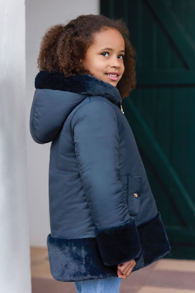 Çift Taraflı Doudoune Mont Lacivert - 3Y