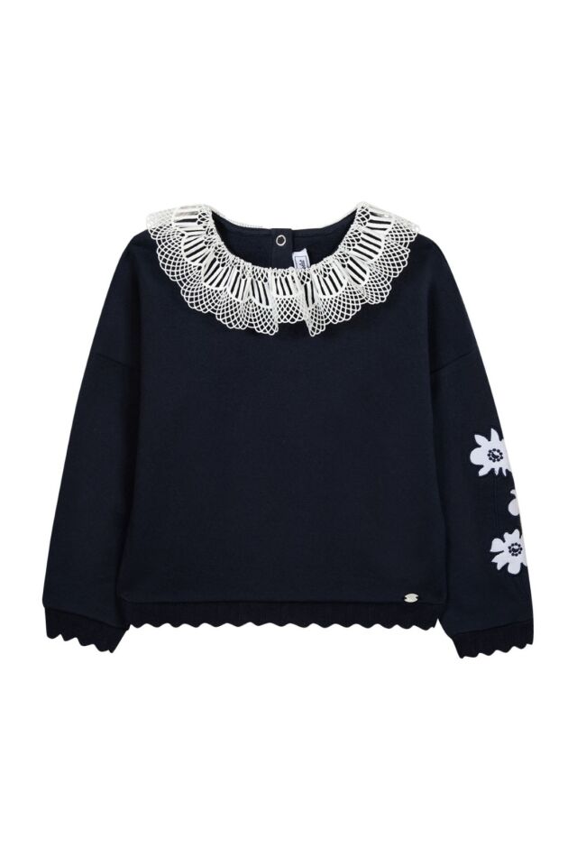 geniş yakalı Sweatshirt Lacivert - 5Y