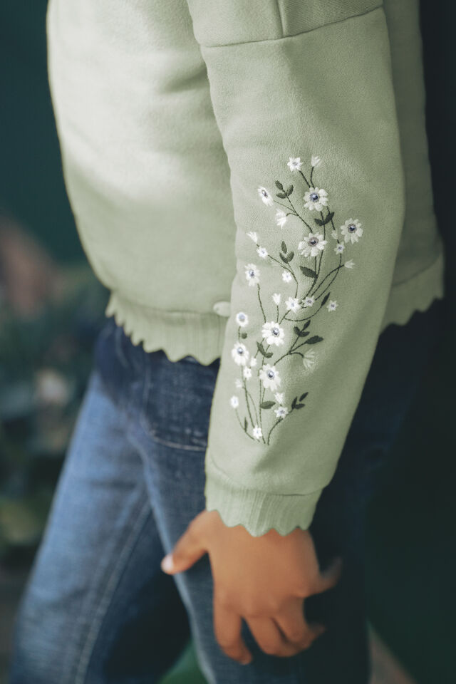 geniş yakalı Sweatshirt Yeşil - 3Y
