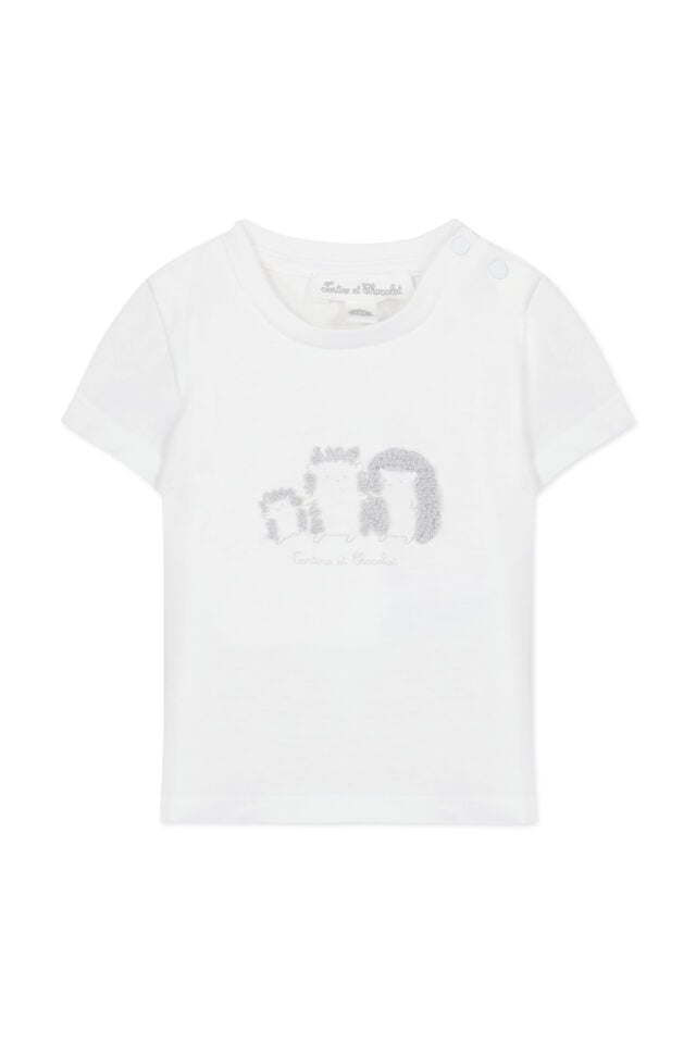 kirpi aplikeli T-Shirt Blanc - Beyaz - 6M