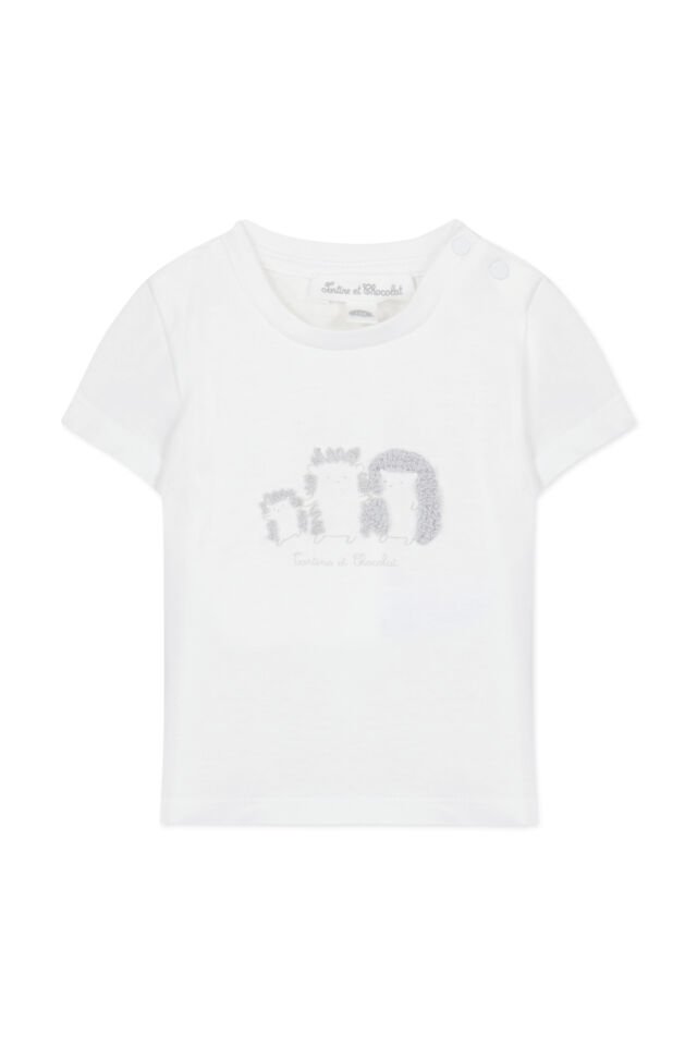 kirpi aplikeli T-Shirt Blanc - Beyaz - 6M