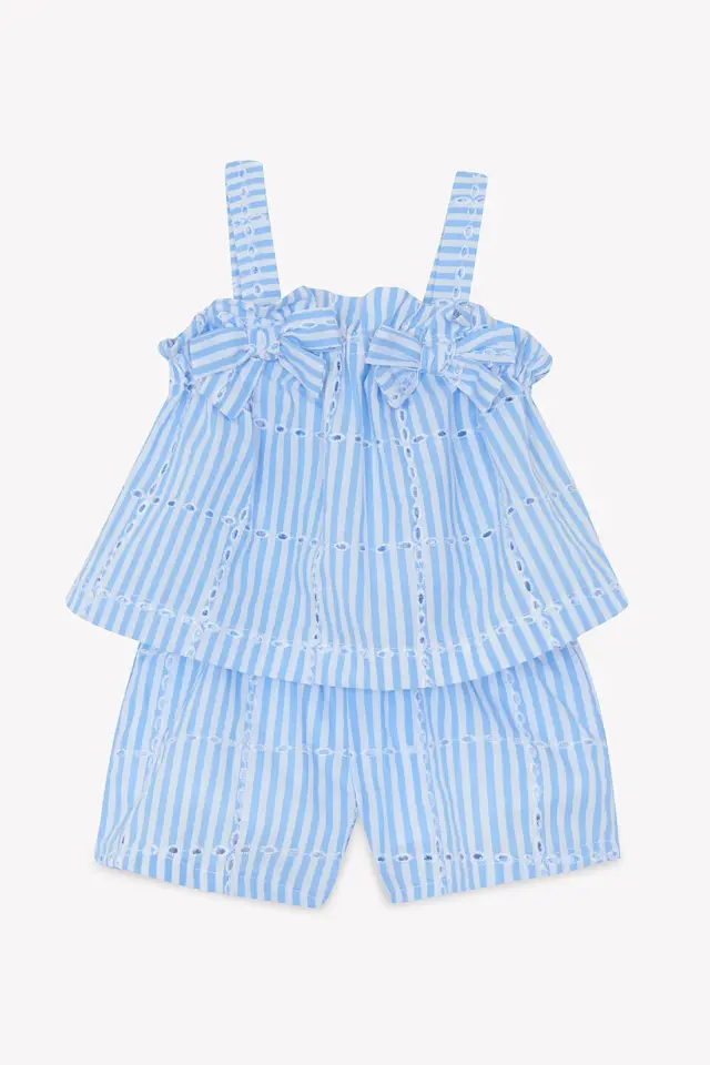 Askılı Bluz + Şort Set Mavi - 2Y