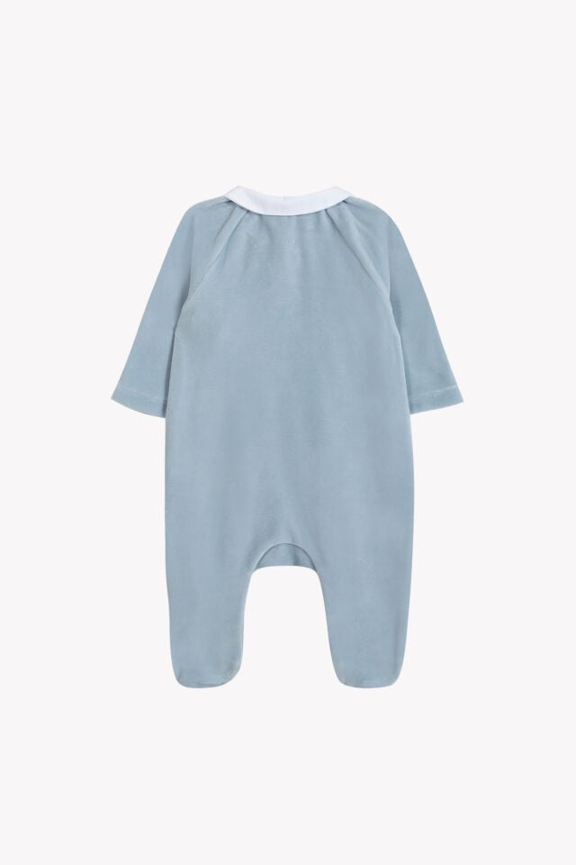 Kadife Yandan Açılan Tulum Bleu grisé - 3M