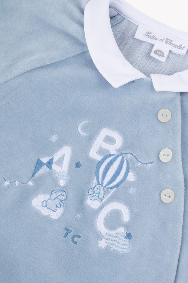 Kadife Yandan Açılan Tulum Bleu grisé - 3M