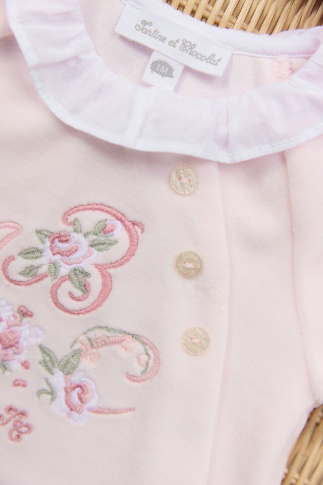 Kadife yandan açılan Tulum Rose pâle - Soft pembe - 1M