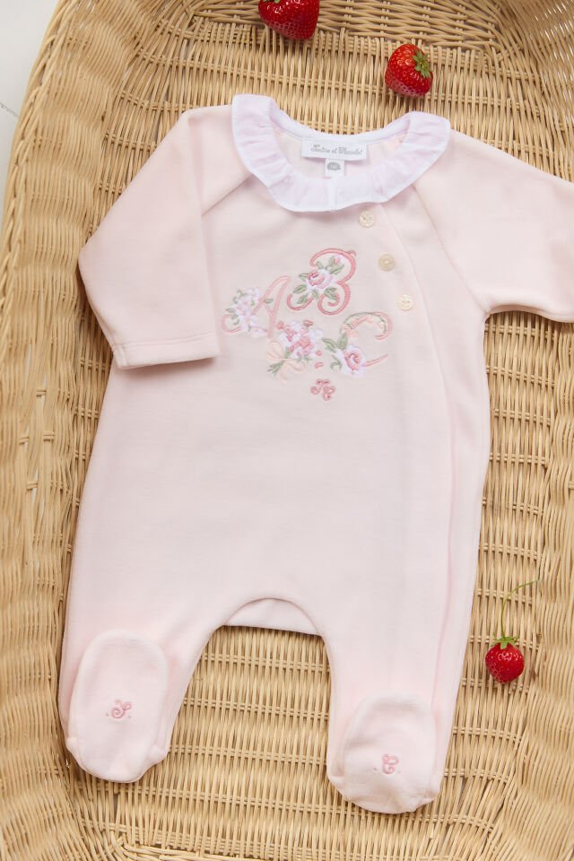 Kadife yandan açılan Tulum Rose pâle - Soft pembe - 3M