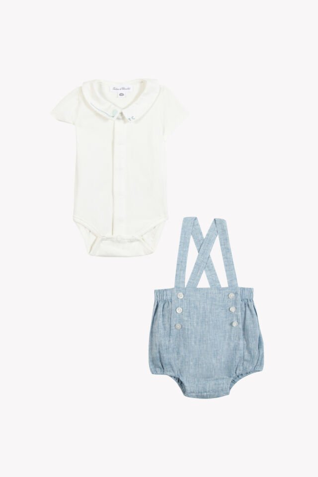 ASKILI ŞORT + BODY SET Mavi - 9M