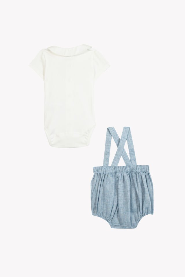 ASKILI ŞORT + BODY SET Mavi - 9M