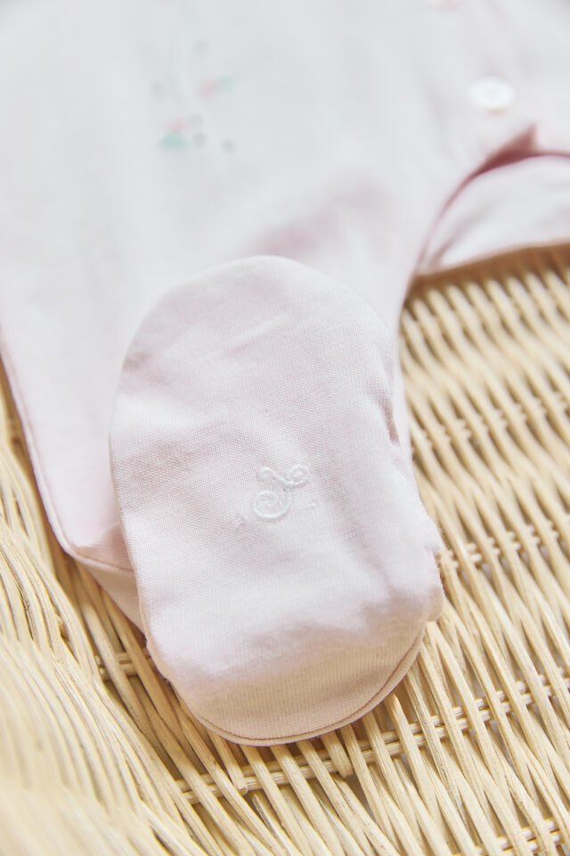 İnce Dantel Yakalı Tulum Rose pâle - Soft pembe - 3M