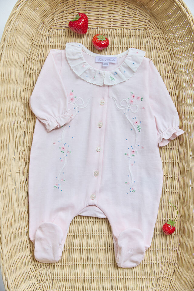 İnce Dantel Yakalı Tulum Rose pâle - 1M