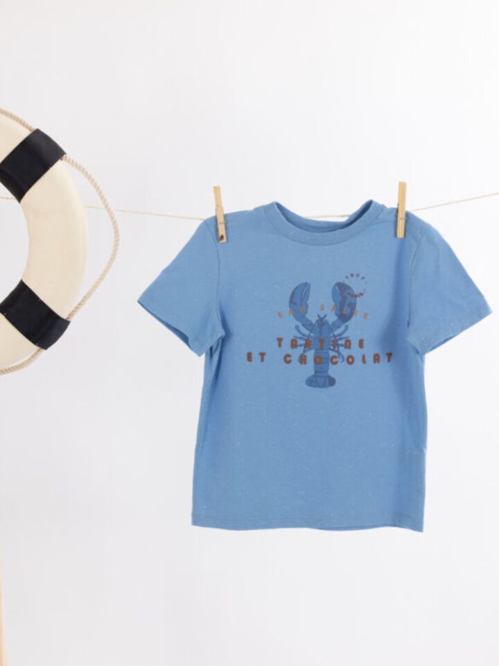 Istakoz Figürlü T-Shirt Mavi - 8Y