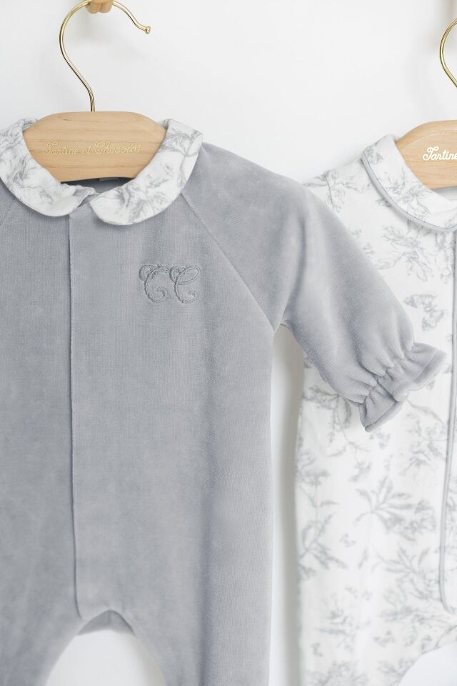 KADİFE TULUM Toile de Jouy Açık gri - 6M