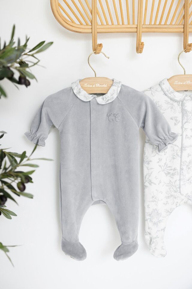 KADİFE TULUM Toile de Jouy Açık gri - 6M