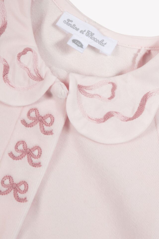 kadife kısa kollu Tulum Soft Pembe - 3M