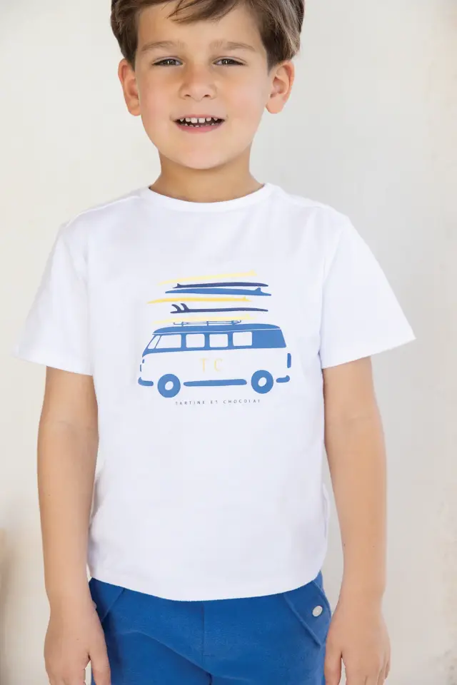 Kısa Kollu Coton T-Shirt Beyaz - 5Y