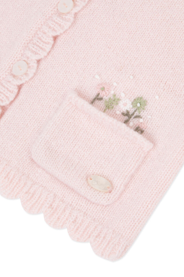 Nakışlı Hırka Soft Pembe - 2Y