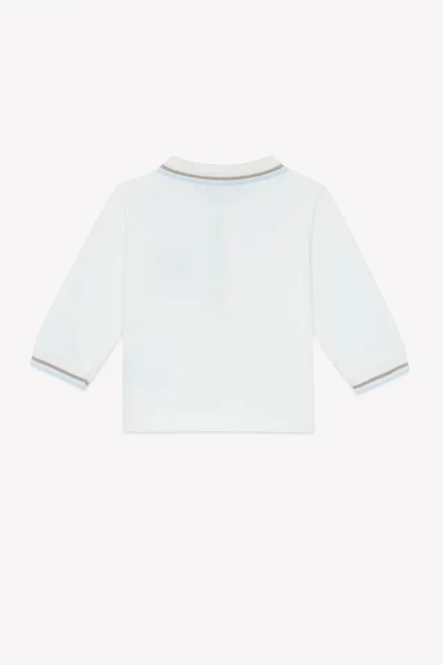 Uzun Kollu Polo Yaka T-Shirt Ekru - 18M