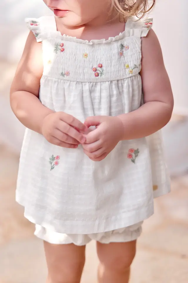 Askılı Tunik + Bloomer Set Blanc - 1Y
