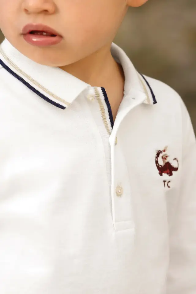 Uzun Kollu Polo Yaka T-Shirt Kum - 3Y