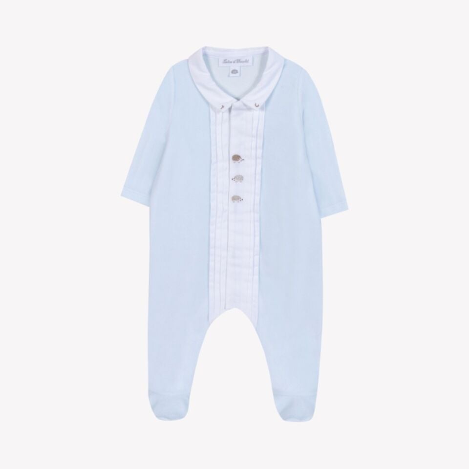 Kadife Pili Yakalı Şık Tulum Soft Mavi - 3M