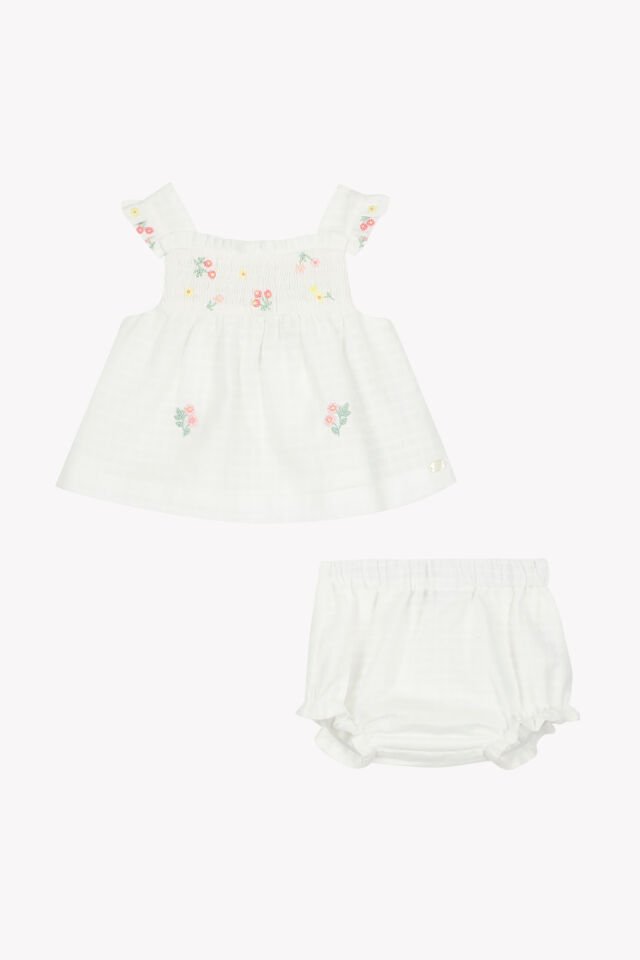 Askılı Tunik + Bloomer Set Blanc - Beyaz - 9M